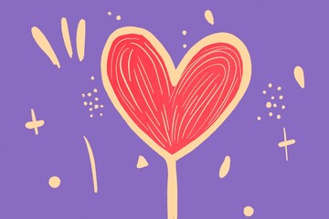 Colorful hand drawn heart illustration with vibrant accents