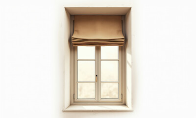Fototapeta premium Beige Roman Shade on White Window - Minimalism