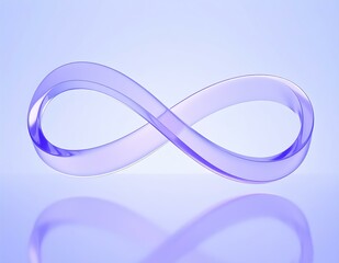 Translucent Purple Infinity Symbol, Abstract Glass Design, Reflective Surface