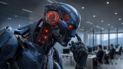 Hands of robots touching on customer service network connections highlight robotics enhancing support systems. Customer service prompt response issue resolution user satisfaction feedback collection.