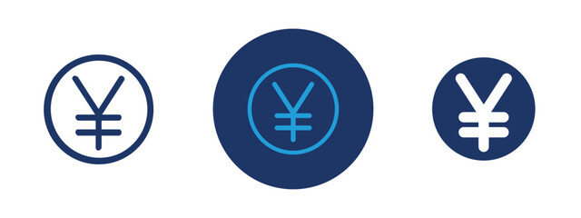 Set of colored pixel perfect Japanese yen currency icon  with 1 unexpanded, 1 silhouette, Icon of Japanese yen symbol, representing currency and finance in Japan.