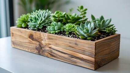 Modern Desk Decor: Mini Zen Garden with Variety of Succulents
