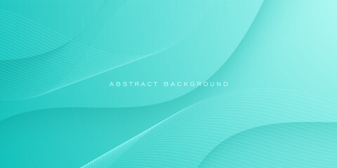 Abstract bright blue gradient green background. Trendy wave shapes pattern with lines background. Colorful design. Eps10 vector