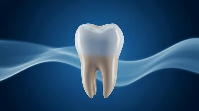 Tooth Model Animation: Dental Health and Hygiene Concept on Blue Background
