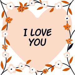 Fototapeta premium Hand-drawn floral heart frame with elegant 