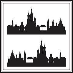 Fototapeta premium Historic European Skyline Silhouettes – Vector Landmark Cityscapes