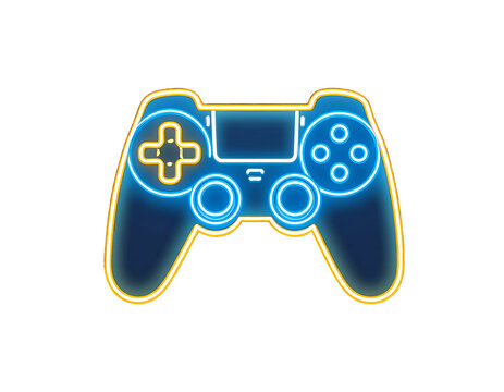 Glowing neon gamepad, video game controller