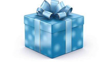 Obraz premium A Wrapped Blue Gift Box With a Silver Shiny Ribbon