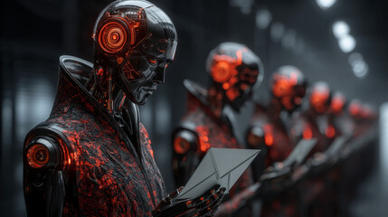 Fototapeta premium Electronic spam robot postman email