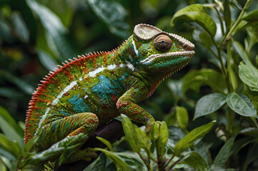 Naklejka premium Chameleon on branch
