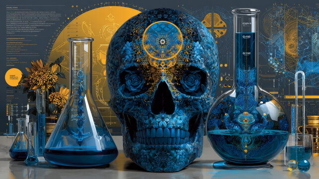 blue scientific background. Pop art retro  illustration vintage kitsch