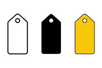 Three Minimalist Price Tags in White, Black, and Yellow
