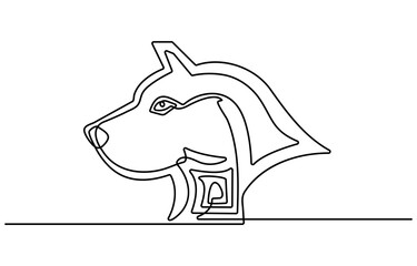 Continuous one line drawing of dog head vector. Labrador retrieve head single line art vector illustration. Editable outline.