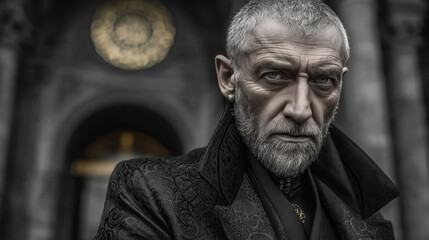 Naklejka premium Pretty sad the man does not smile retro style sadness