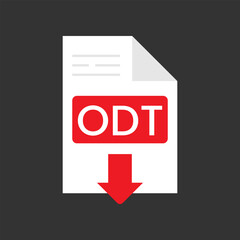Download ODT file icon. Open document format file icon isolated on a gray background