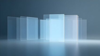 Digital Background Abstract transparent interface panels hover in a soft gradient space