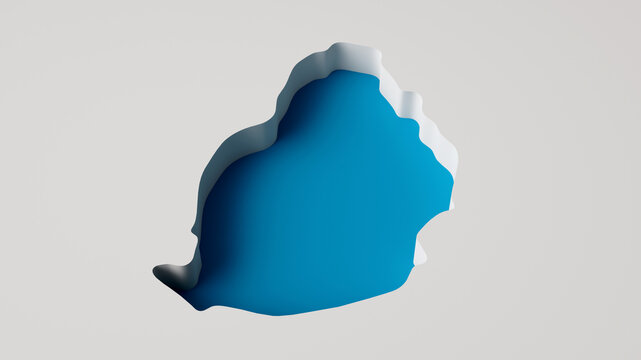 Mauritius Map 3d inner extrude map Sea Depth in blue with inner shadow. 3d illustration