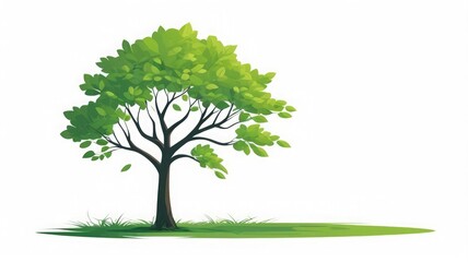 Fototapeta premium Simple Green Tree on White Background