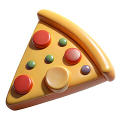 Pizza slice 3D PNG icon isolated with transparent background