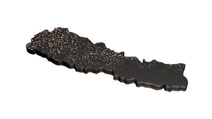 Nepal metallic premium exclusive black map isolated on white. 3d illustration