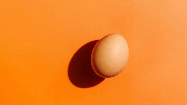 Natural brown eggs cast shadows on a vibrant orange backdrop, creating a visually appealing arrangement that highlights the simplicity and richness of farm fresh produce