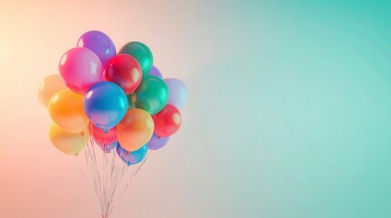 Colorful balloons floating in harmony, a joyful celebration of life and happiness
