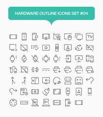 Hardware Outline Icons Set – Minimalist Vector Line Icons for Tools, Technology, and Equipment