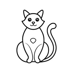 cat black outline line art