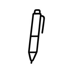 Ballpoint Pen Line Icon — Minimal Writing Tool Vector