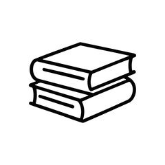 Stack of Books Line Icon — Two-Book Pile Vector Illustration