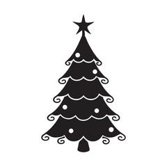 Christmas Tree With Ornaments Silhouette