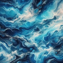 Obraz premium Abstract Blue Ocean Waves and Swirls