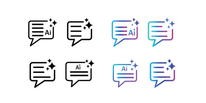 generate code script generator with AI artificial intelligence icon symbol of generative content creation icon outline and gradient set collection.