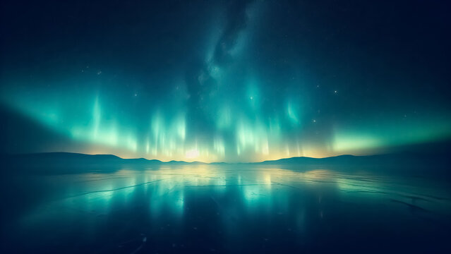 Mesmerizing Aurora Borealis Celestial Dance Reflected on Calm Waters