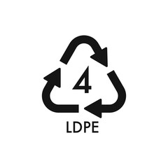 LDPE 4 Plastic Free Symbol Black logo icon vector sign