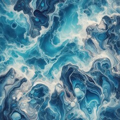 Naklejka premium Abstract Blue Ocean Waves and Swirls