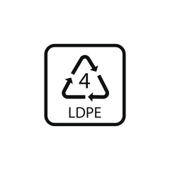 LDPE Plastic Free Recycle Black icon vector sign