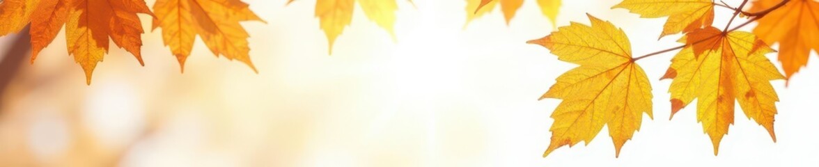 Crisp golden leaves gently descend against pure white , backdrop, seasonal