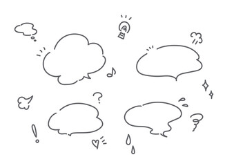 手描き吹き出しセット　シンプルでお洒落な線画イラスト