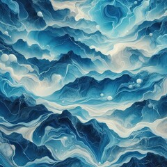 Obraz premium Abstract Blue Ocean Waves and Swirls