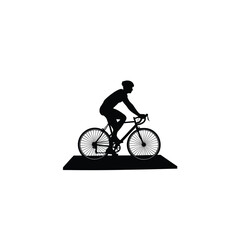 Obraz premium silhouette of person cycling on mat on white background