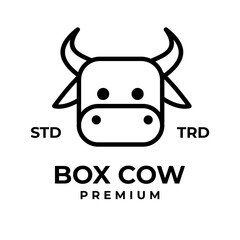 Box Cow Head logo icon design illustration