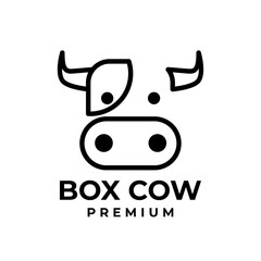 Box Cow Head logo icon design illustration