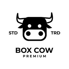 Box Cow Head logo icon design illustration