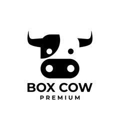 Box Cow Head logo icon design illustration
