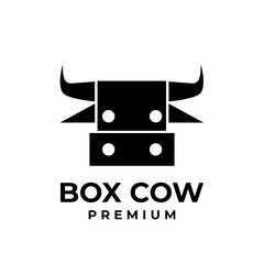 Box Cow Head logo icon design illustration