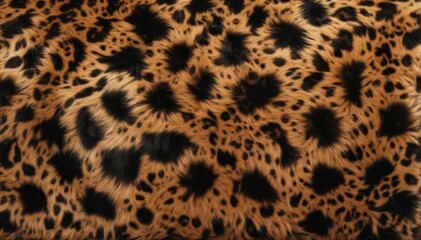 Close-up of brown and black faux leopard fur texture, fashion, soft