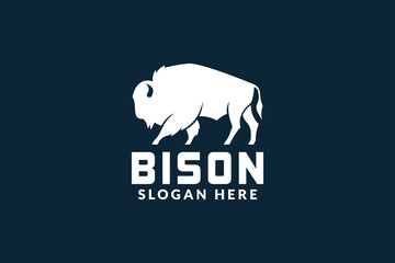 bison logo design. logo icon vector illustration silhouette