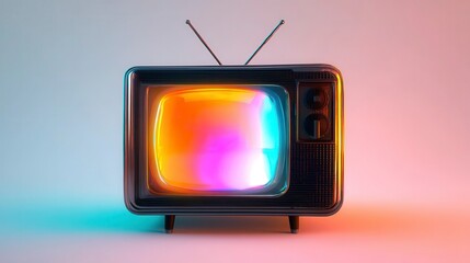 Vintage TV with abstract glow, evoking nostalgic retro charm