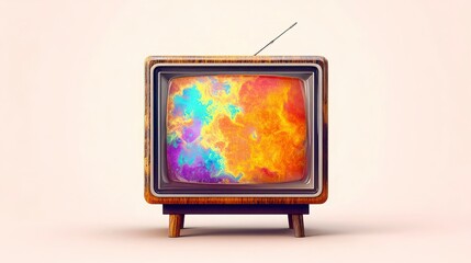 Vintage TV with abstract glow, evoking nostalgic retro charm